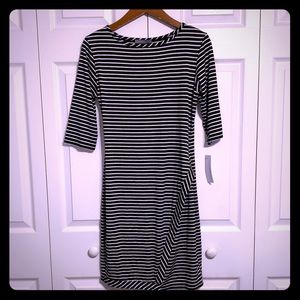 Striped Faux Front Slit Dress